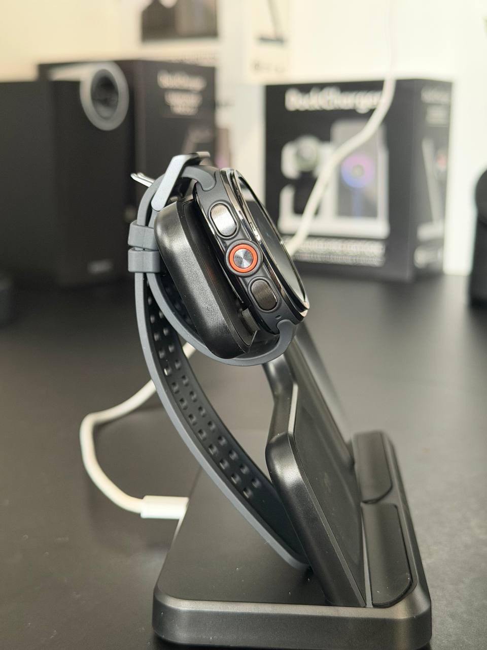 Straps tightened — the watch charges